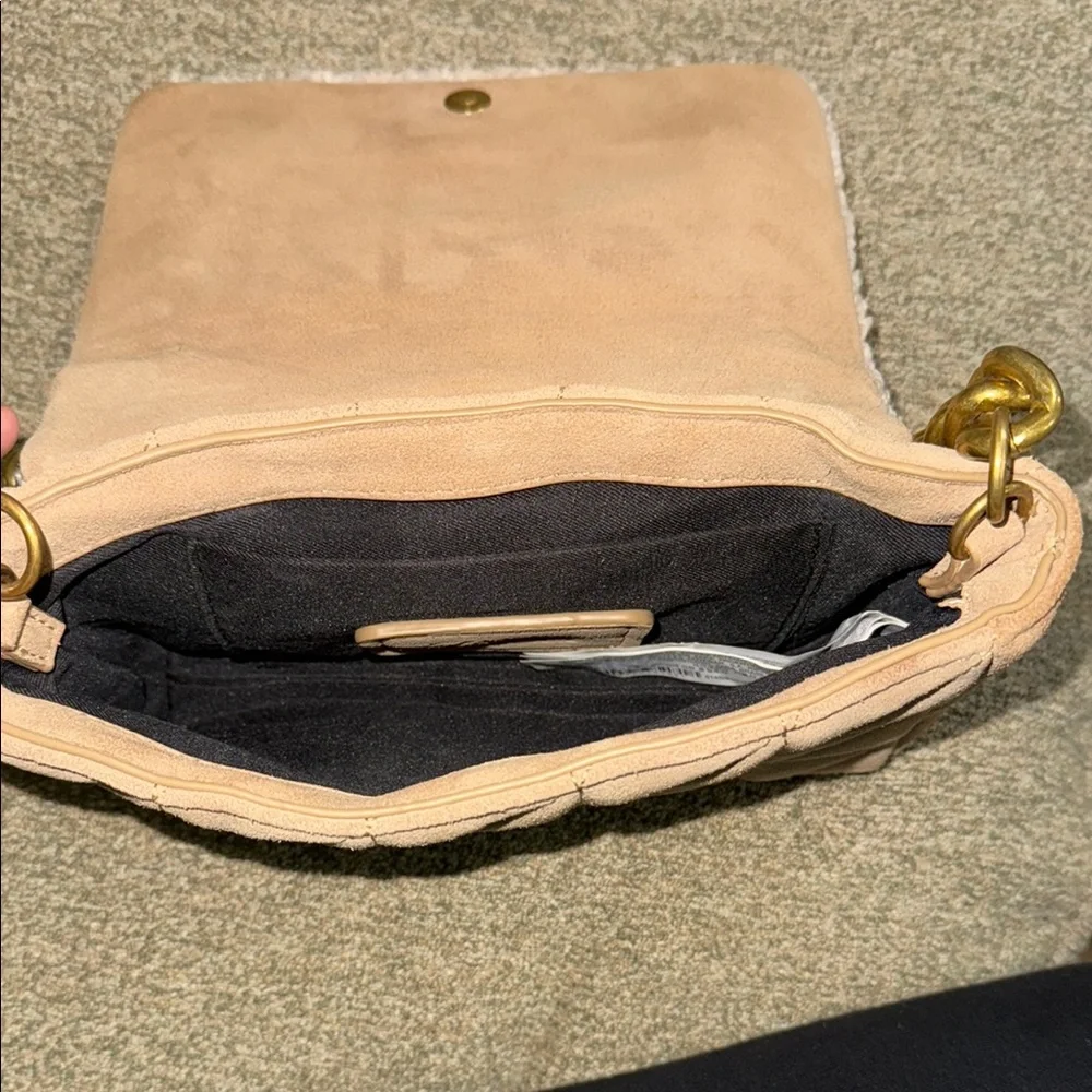 Zara Beige Quilted Leather Fleece Handbag - Picture 8 of 13